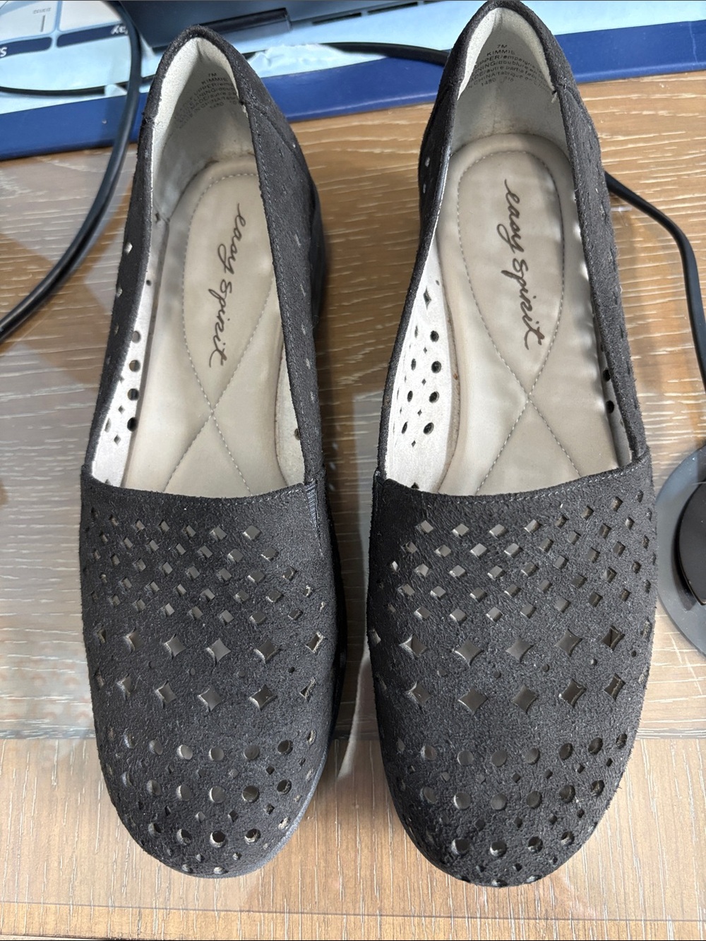 Easy Spirit Black Perforated Slip-On Loafers